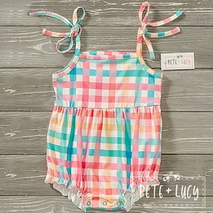 Summertime: Gingham - Girl Infant Romper